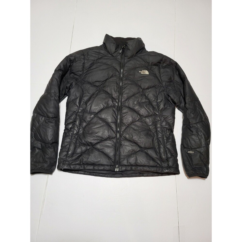 L8) The North Face Puffer Jacket Women's Large Black Long Sleeve Full Zip